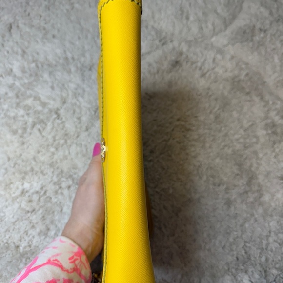 Tory Burch Yellow Safiano Leather Robinson Envelope Clutch Crossbody - Picture 5 of 13